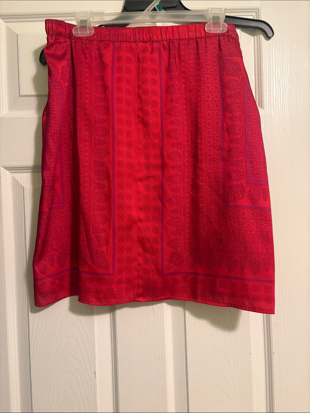 Ann Taylor Red Patterned Mini Skirt